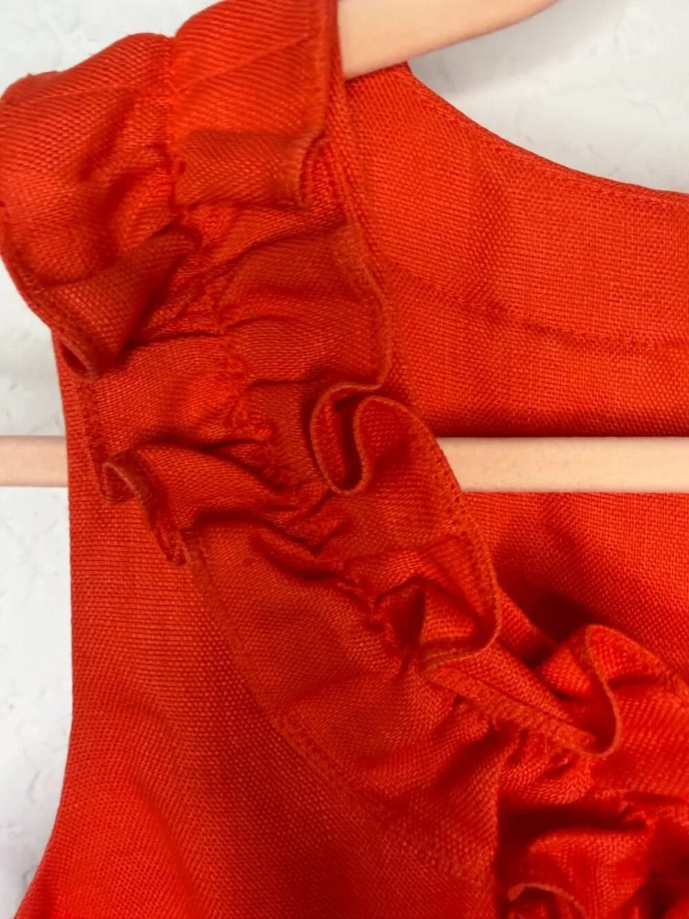 Kate Spade Mini Ruffle NeckDress – S- Bright Orange/ Red- MSRP $348